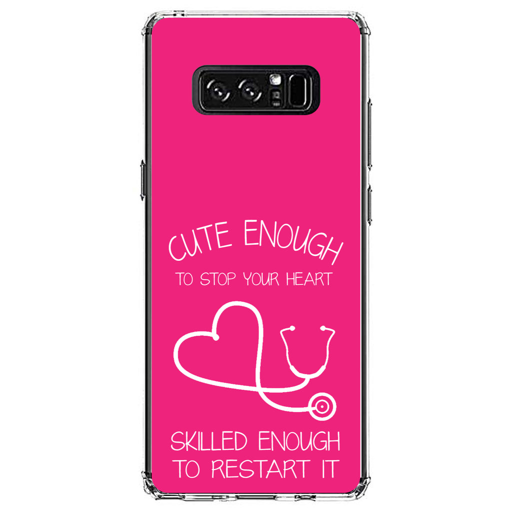 Hot Pink Nurse Stethoscope Heart Clear Shockproof iPhone Case, view 12