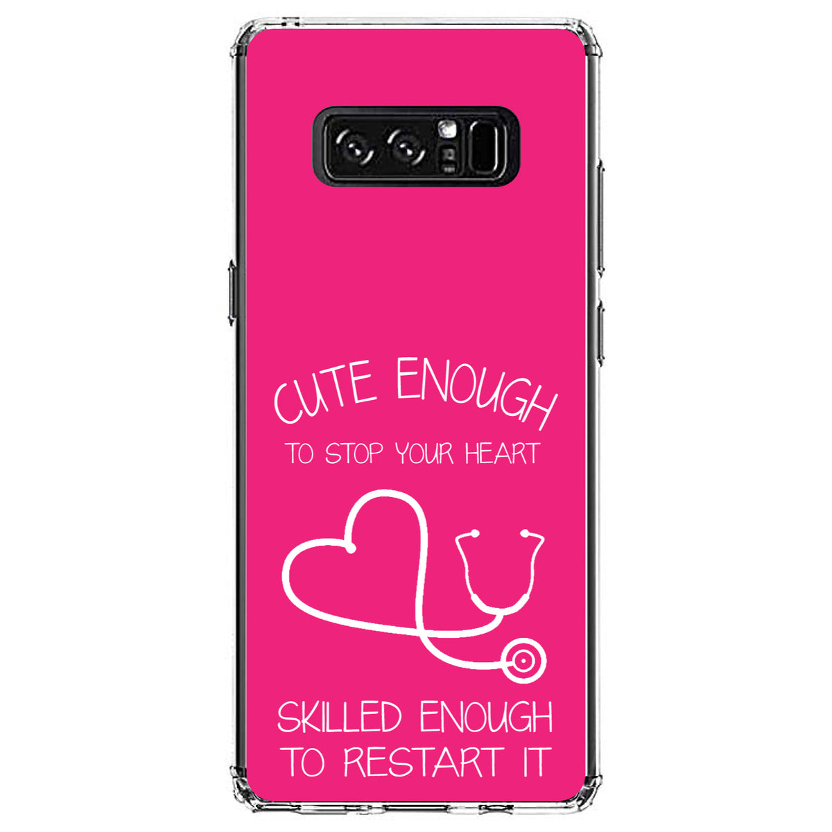 Hot Pink Nurse Stethoscope Heart Clear Shockproof iPhone Case, view 12