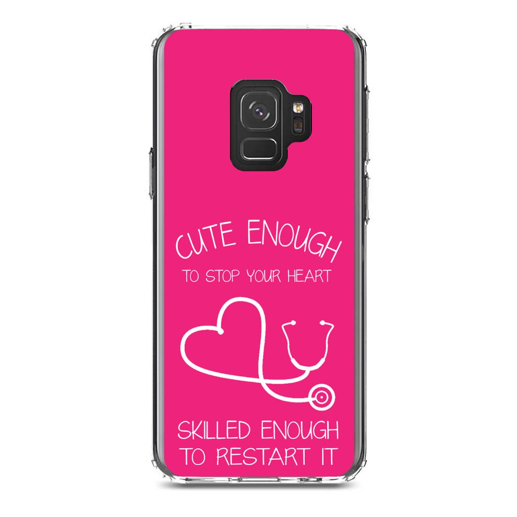 Hot Pink Nurse Stethoscope Heart Clear Shockproof iPhone Case, view 19