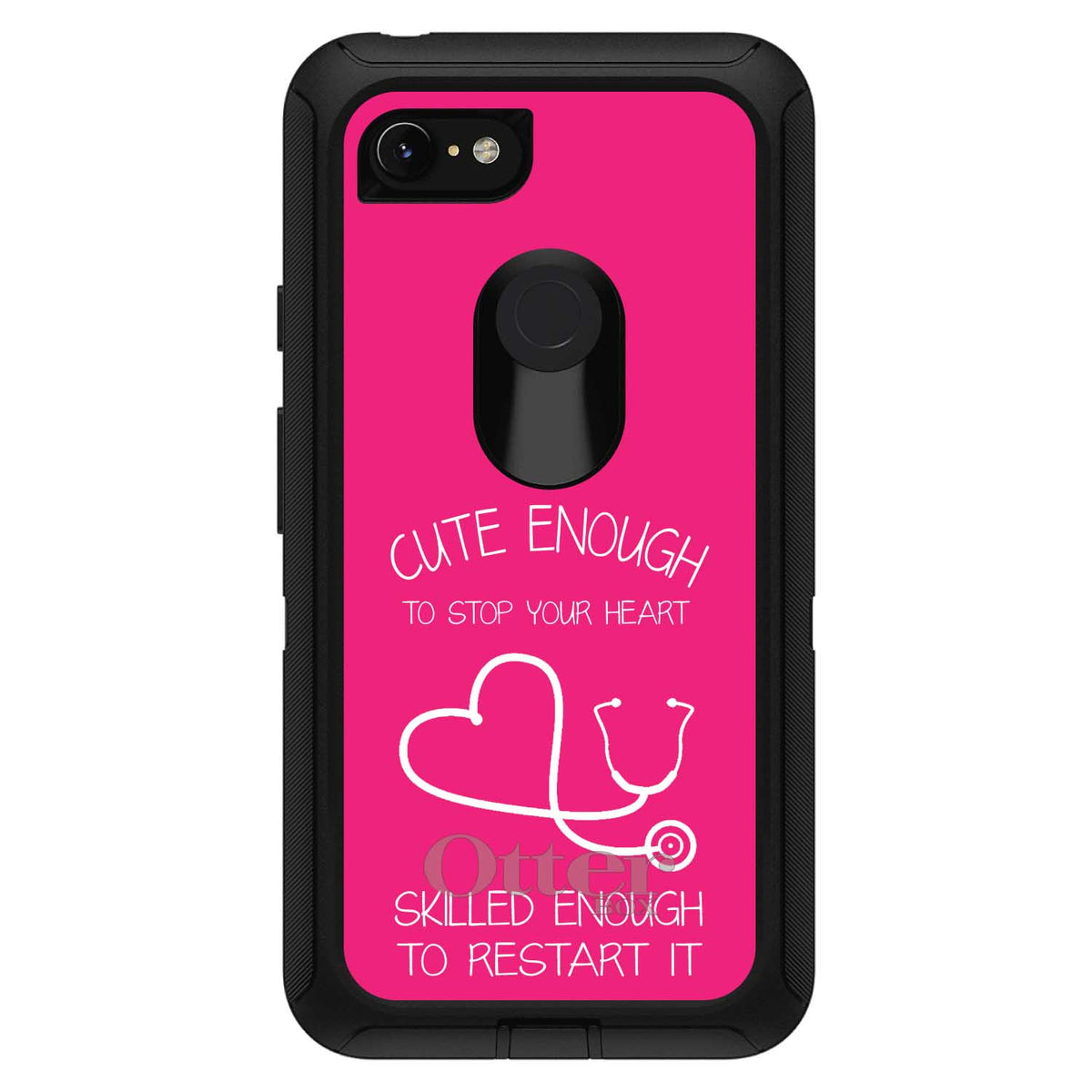 Hot Pink Nurse Stethoscope Heart OtterBox Defender Case for iPhone & Galaxy, view 18