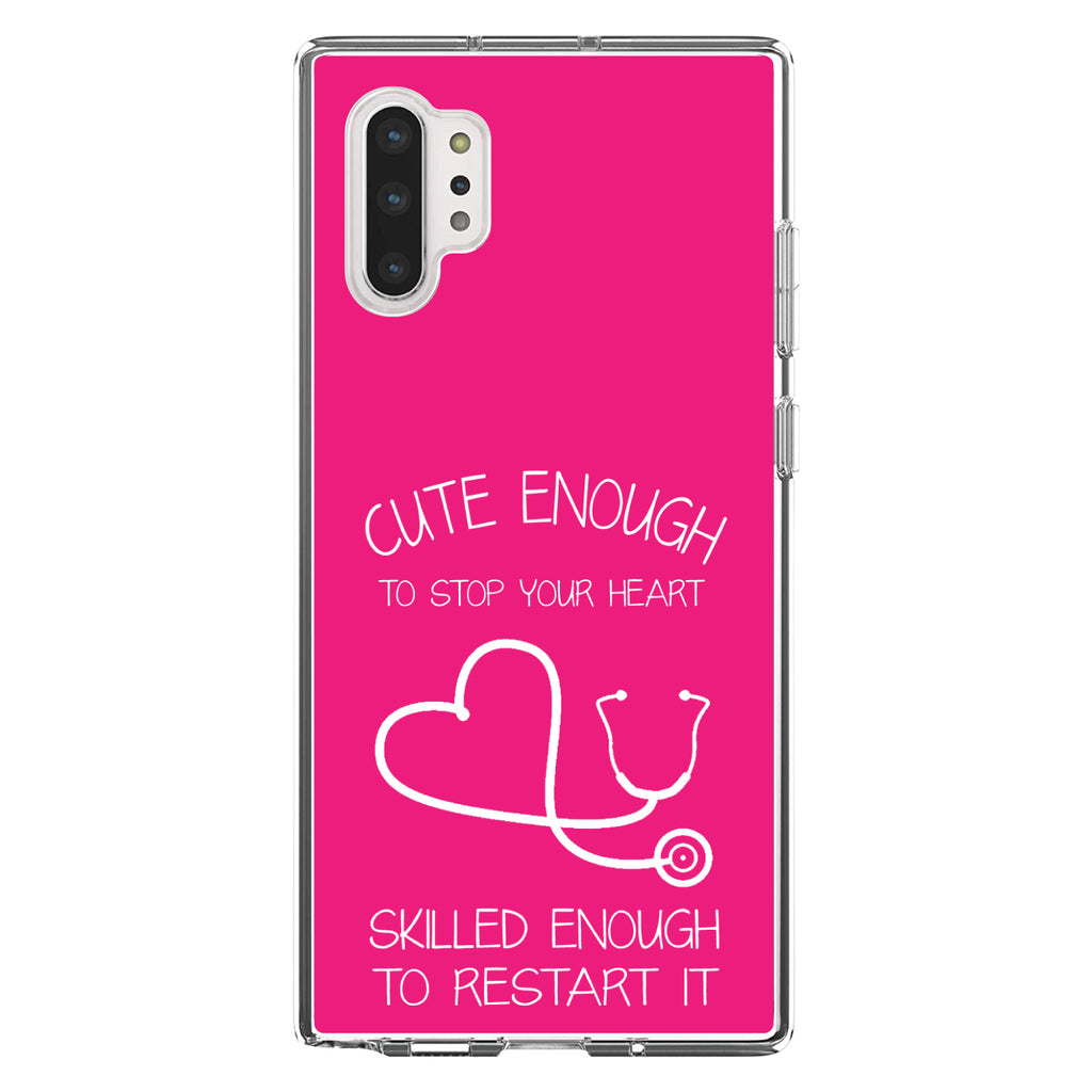 Hot Pink Nurse Stethoscope Heart Clear Shockproof iPhone Case, view 10