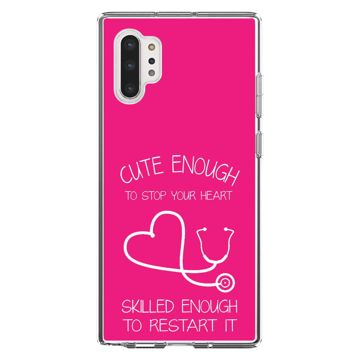 Hot Pink Nurse Stethoscope Heart Clear Shockproof iPhone Case, view 10