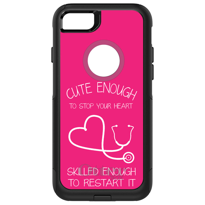 DistinctInk OtterBox Commuter Series Case for Apple iPhone or Samsung Galaxy - Hot Pink Nurse Stethoscope Heart