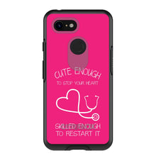 DistinctInk™ OtterBox Symmetry Series Case for Apple iPhone / Samsung Galaxy / Google Pixel - Hot Pink Nurse Stethoscope Heart
