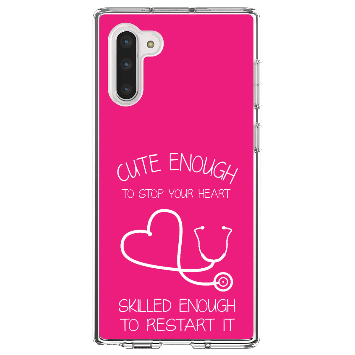 Hot Pink Nurse Stethoscope Heart Clear Shockproof iPhone Case, view 9