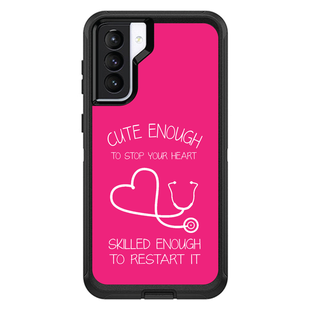 Hot Pink Nurse Stethoscope Heart OtterBox Defender Case for iPhone & Galaxy, view 6