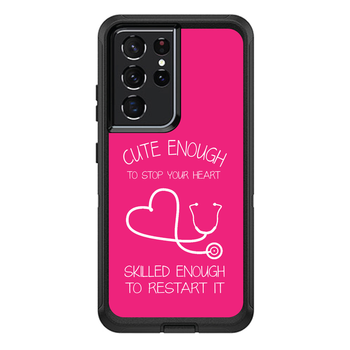 Hot Pink Nurse Stethoscope Heart OtterBox Defender Case for iPhone & Galaxy, view 7