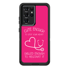 DistinctInk™ OtterBox Defender Series Case for Apple iPhone / Samsung Galaxy / Google Pixel - Hot Pink Nurse Stethoscope Heart