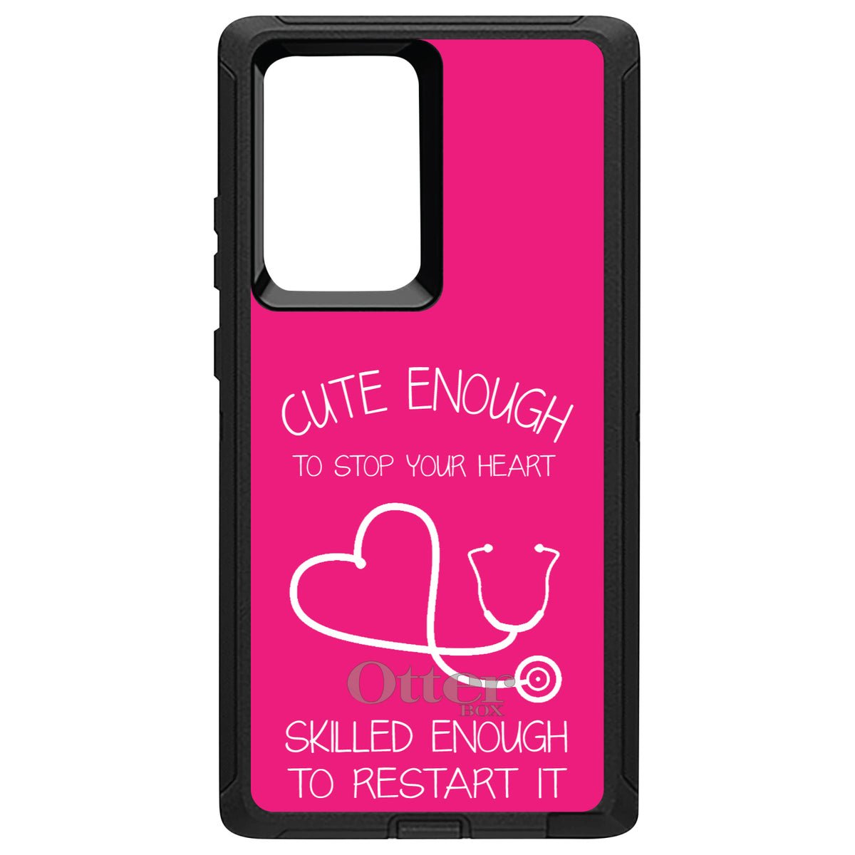 Hot Pink Nurse Stethoscope Heart OtterBox Defender Case for iPhone & Galaxy, view 13
