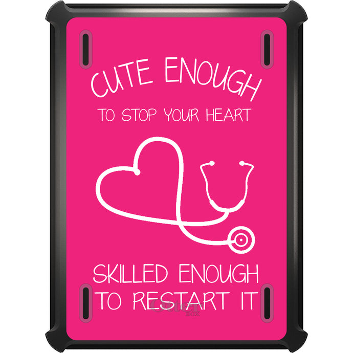 DistinctInk™ OtterBox Defender Series Case for Apple iPad / iPad Pro / iPad Air / iPad Mini - Hot Pink Nurse Stethoscope Heart
