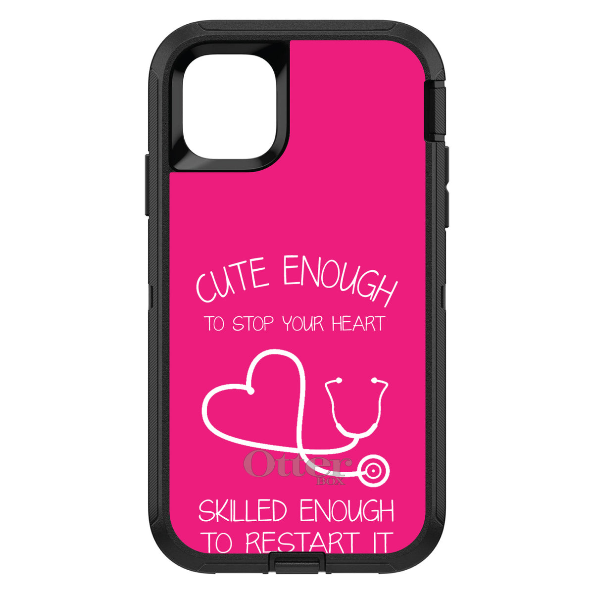 Hot Pink Nurse Stethoscope Heart OtterBox Defender Case for iPhone & Galaxy, view 2