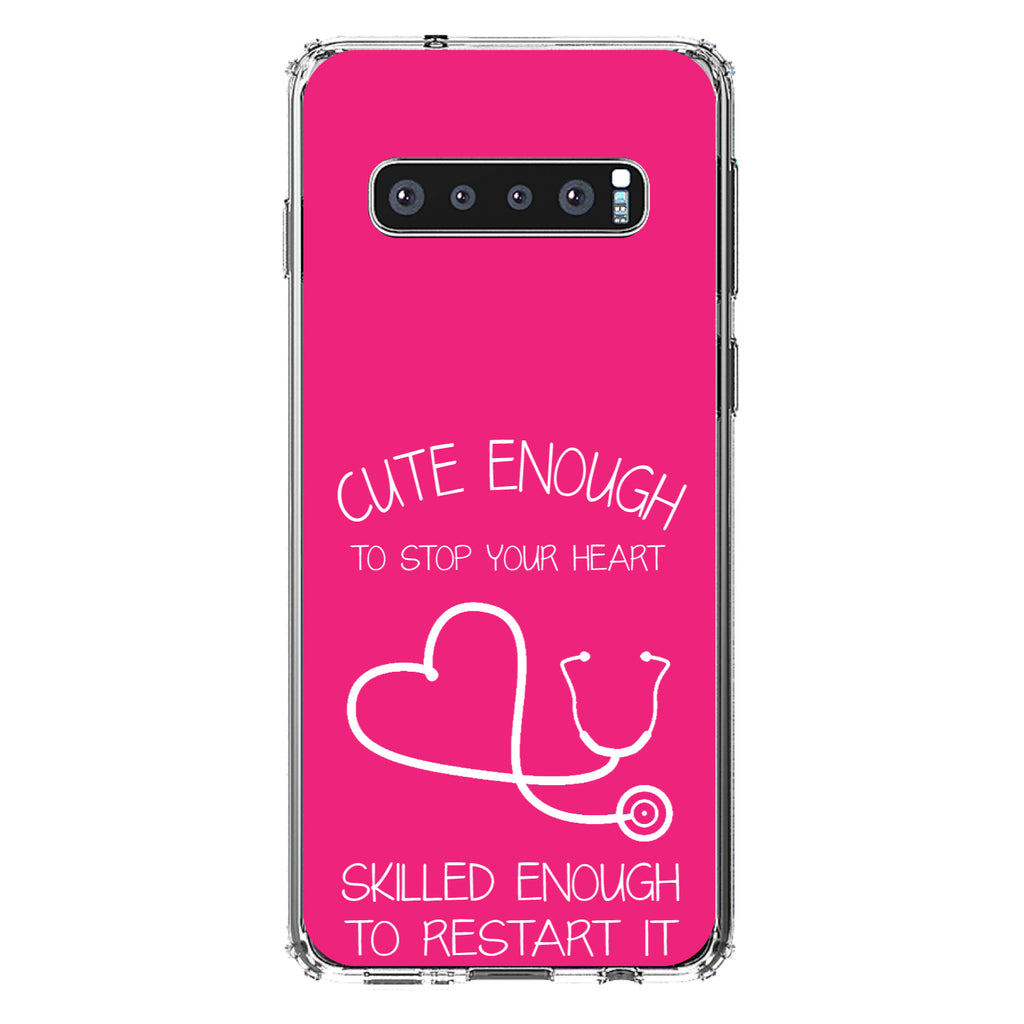 Hot Pink Nurse Stethoscope Heart Clear Shockproof iPhone Case, view 17