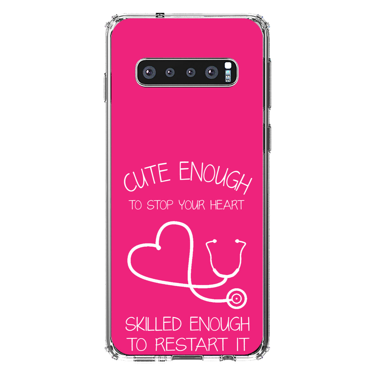 Hot Pink Nurse Stethoscope Heart Clear Shockproof iPhone Case, view 17