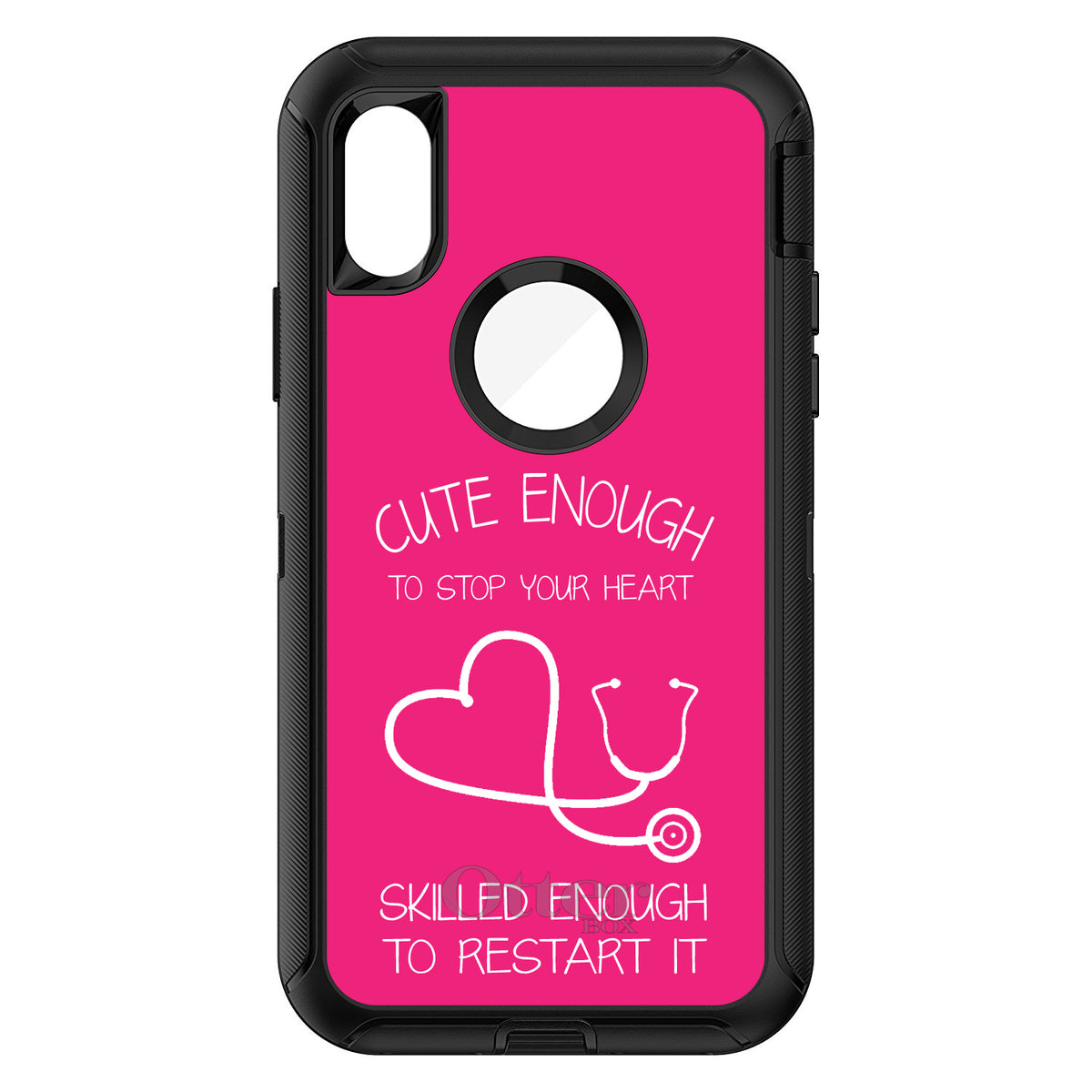 Hot Pink Nurse Stethoscope Heart OtterBox Defender Case for iPhone & Galaxy, view 3