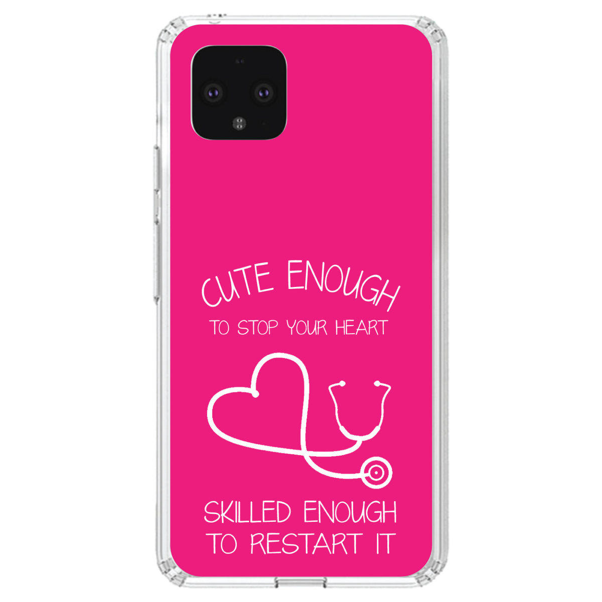 Hot Pink Nurse Stethoscope Heart Clear Shockproof iPhone Case, view 23