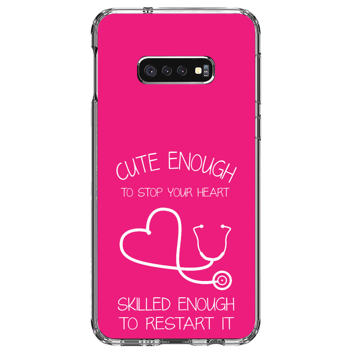 Hot Pink Nurse Stethoscope Heart Clear Shockproof iPhone Case, view 18