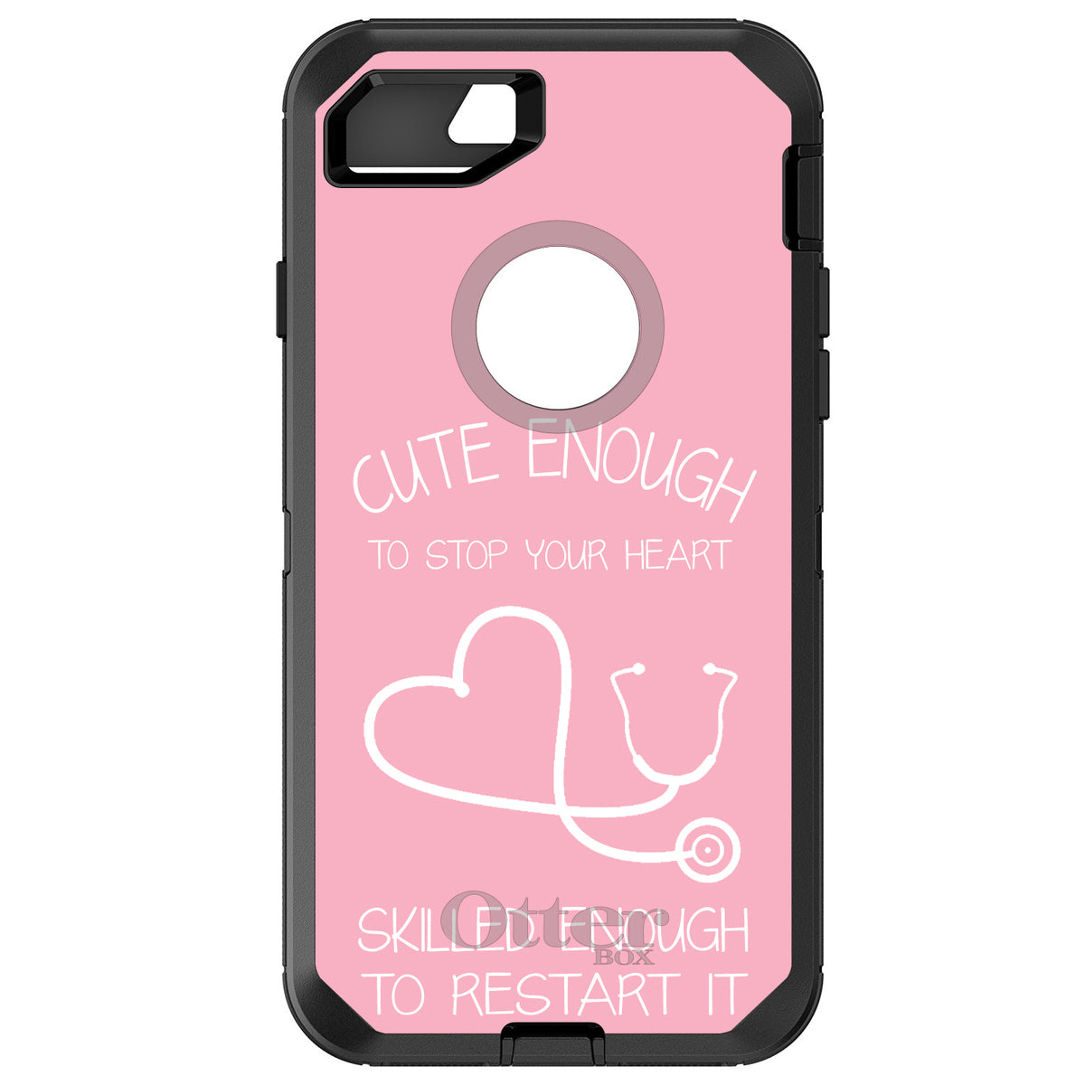 Pink Nurse Stethoscope Heart OtterBox Defender Case for iPhone & Galaxy