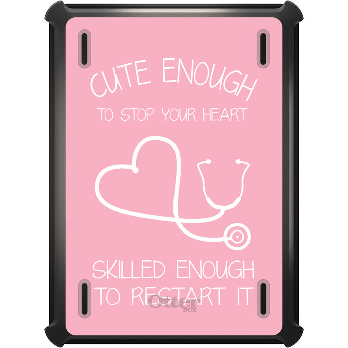 DistinctInk™ OtterBox Defender Series Case for Apple iPad / iPad Pro / iPad Air / iPad Mini - Pink Nurse Stethoscope Heart