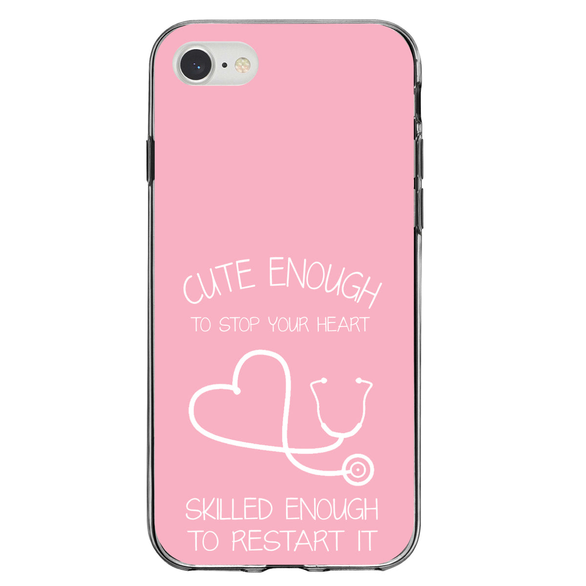 Pink Nurse Stethoscope Heart Clear Shockproof iPhone Case, view 5