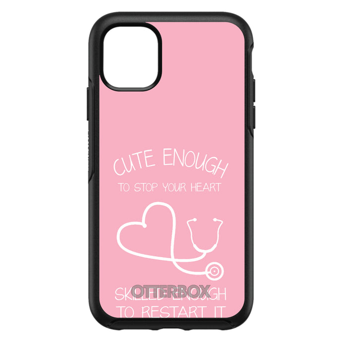 DistinctInk™ OtterBox Symmetry Series Case for Apple iPhone / Samsung Galaxy / Google Pixel - Pink Nurse Stethoscope Heart