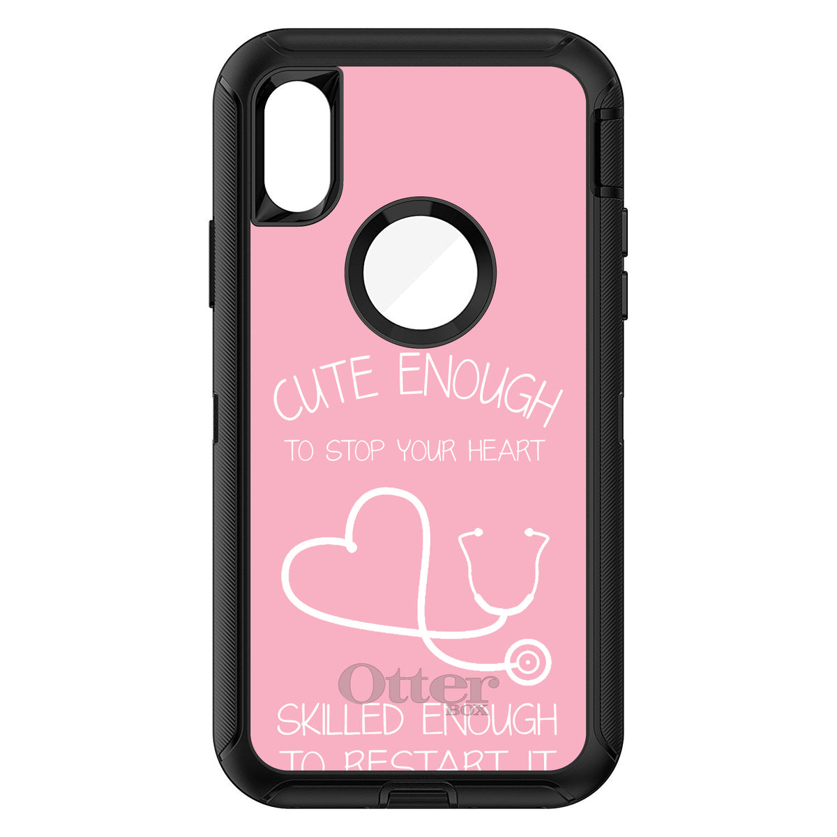 Pink Nurse Stethoscope Heart OtterBox Defender Case for iPhone & Galaxy, view 3