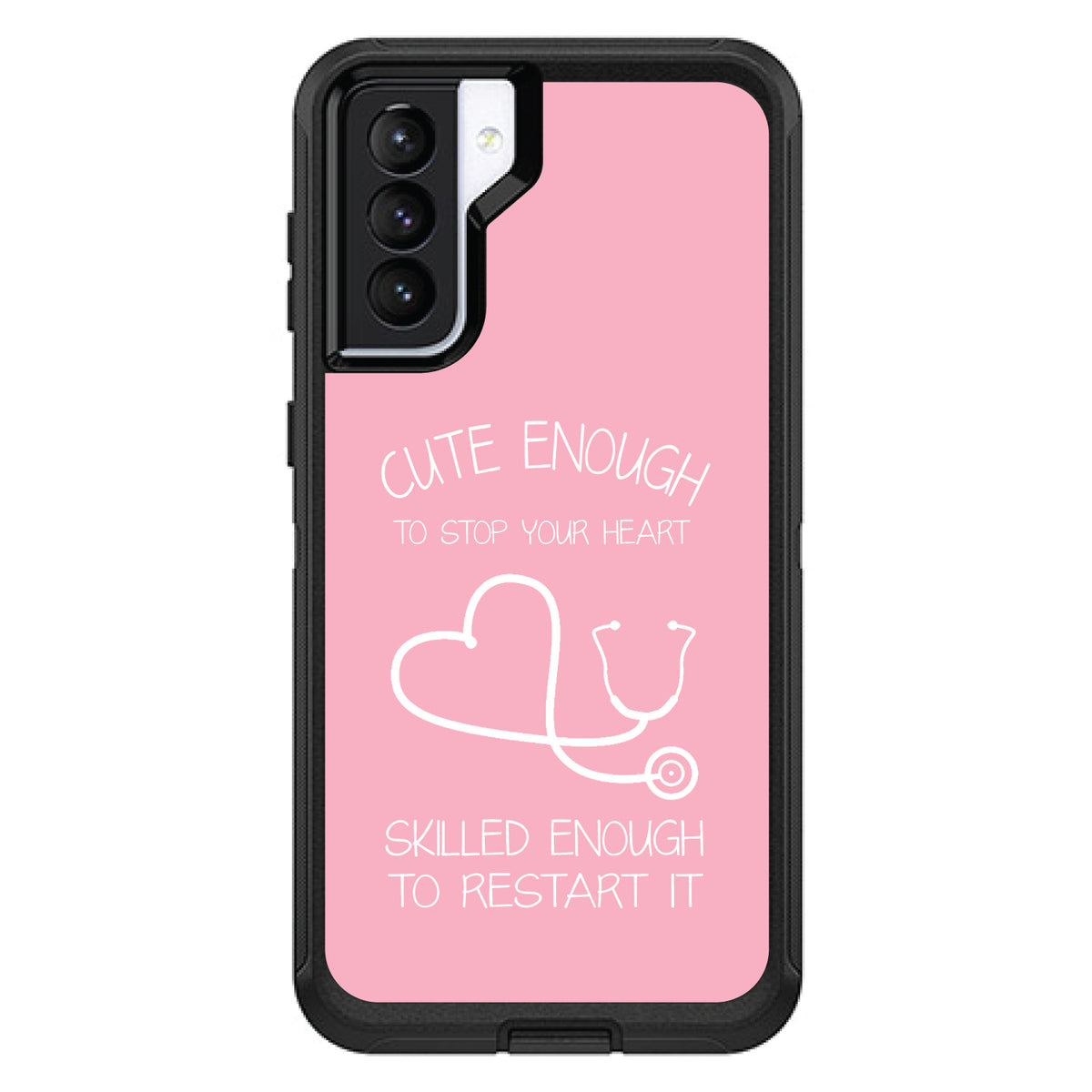Pink Nurse Stethoscope Heart OtterBox Defender Case for iPhone & Galaxy, view 6