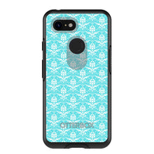 DistinctInk™ OtterBox Symmetry Series Case for Apple iPhone / Samsung Galaxy / Google Pixel - Baby Blue White Damask Pattern