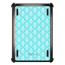 DistinctInk™ OtterBox Defender Series Case for Apple iPad / iPad Pro / iPad Air / iPad Mini - Baby Blue White Damask Pattern