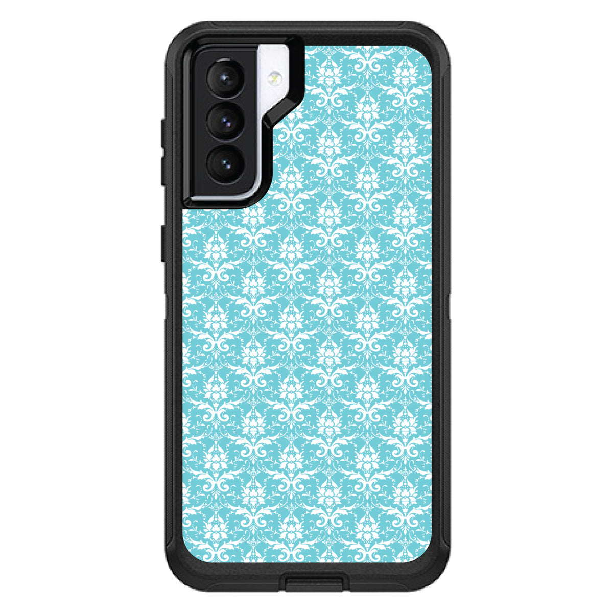 Baby Blue White Damask Pattern OtterBox Defender Case for iPhone & Galaxy, view 5