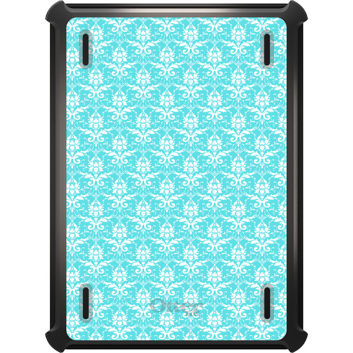 DistinctInk™ OtterBox Defender Series Case for Apple iPad / iPad Pro / iPad Air / iPad Mini - Baby Blue White Damask Pattern