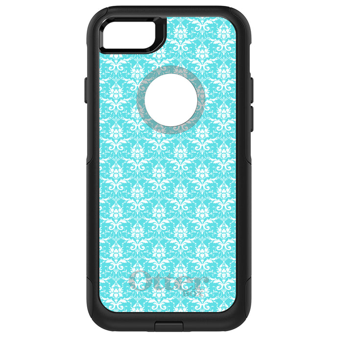 DistinctInk OtterBox Commuter Series Case for Apple iPhone or Samsung Galaxy - Baby Blue White Damask Pattern