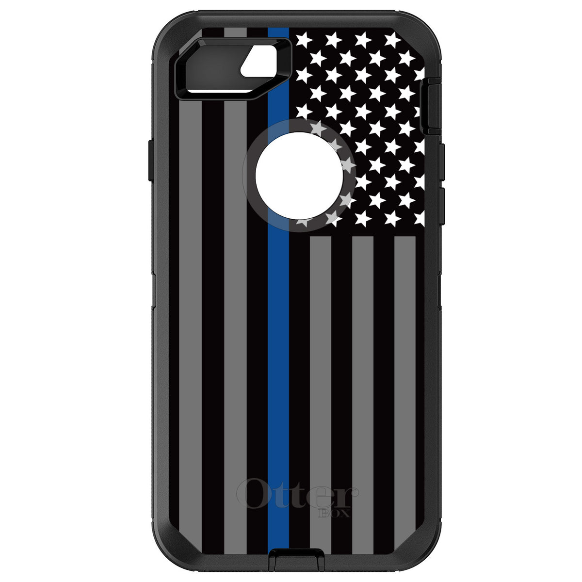 Thin Blue Line US Flag Law Enforcement OtterBox Defender Case for iPhone & Galaxy