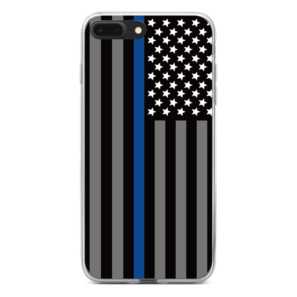 Thin Blue Line US Flag Law Enforcement Clear Shockproof iPhone Case, view 6