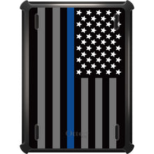 DistinctInk™ OtterBox Defender Series Case for Apple iPad / iPad Pro / iPad Air / iPad Mini - Thin Blue Line US Flag Law Enforcement