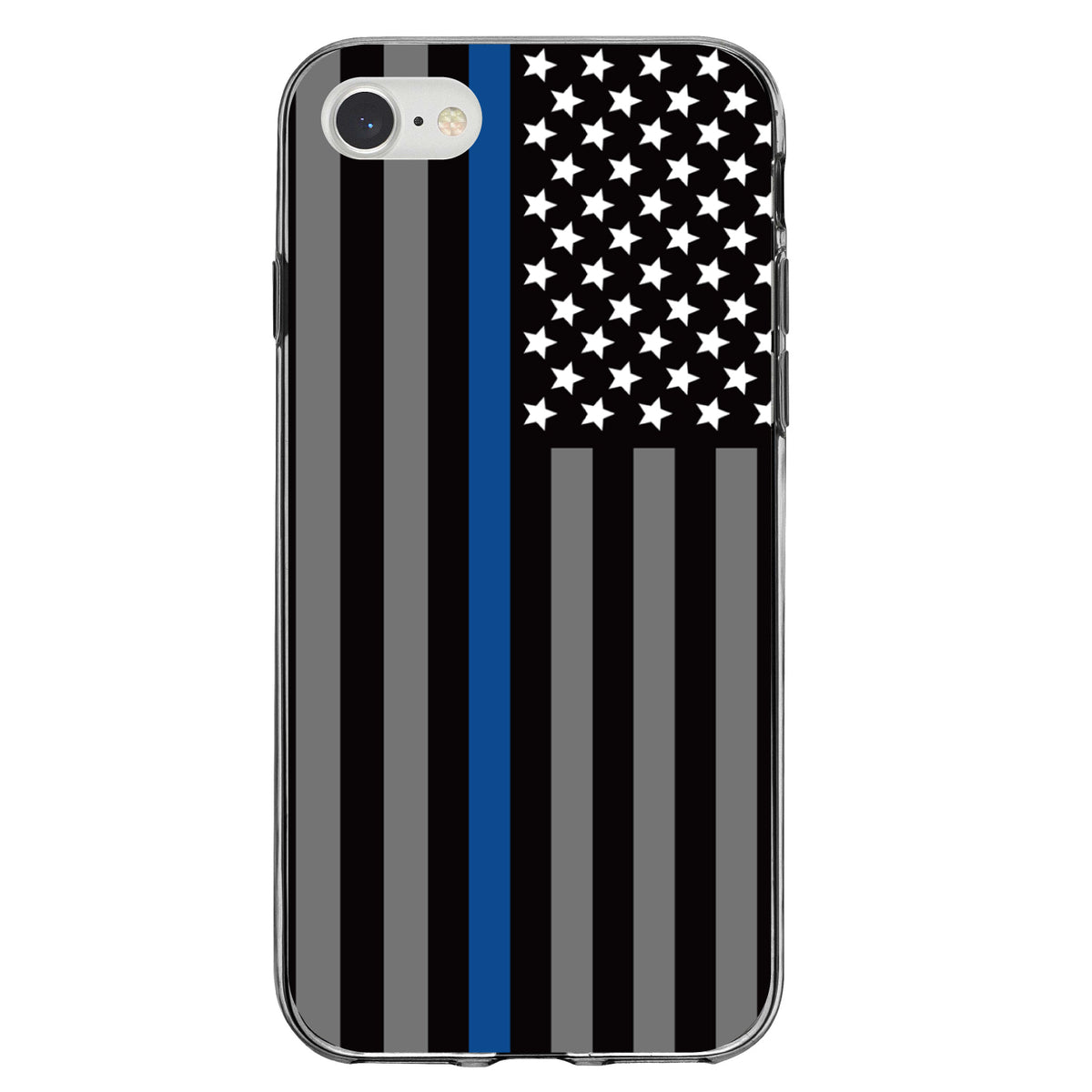 Thin Blue Line US Flag Law Enforcement Clear Shockproof iPhone Case, view 5