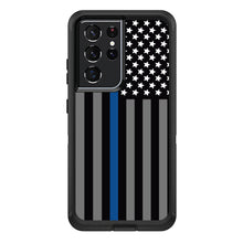 DistinctInk™ OtterBox Defender Series Case for Apple iPhone / Samsung Galaxy / Google Pixel - Thin Blue Line US Flag Law Enforcement