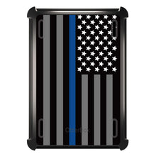 DistinctInk™ OtterBox Defender Series Case for Apple iPad / iPad Pro / iPad Air / iPad Mini - Thin Blue Line US Flag Law Enforcement