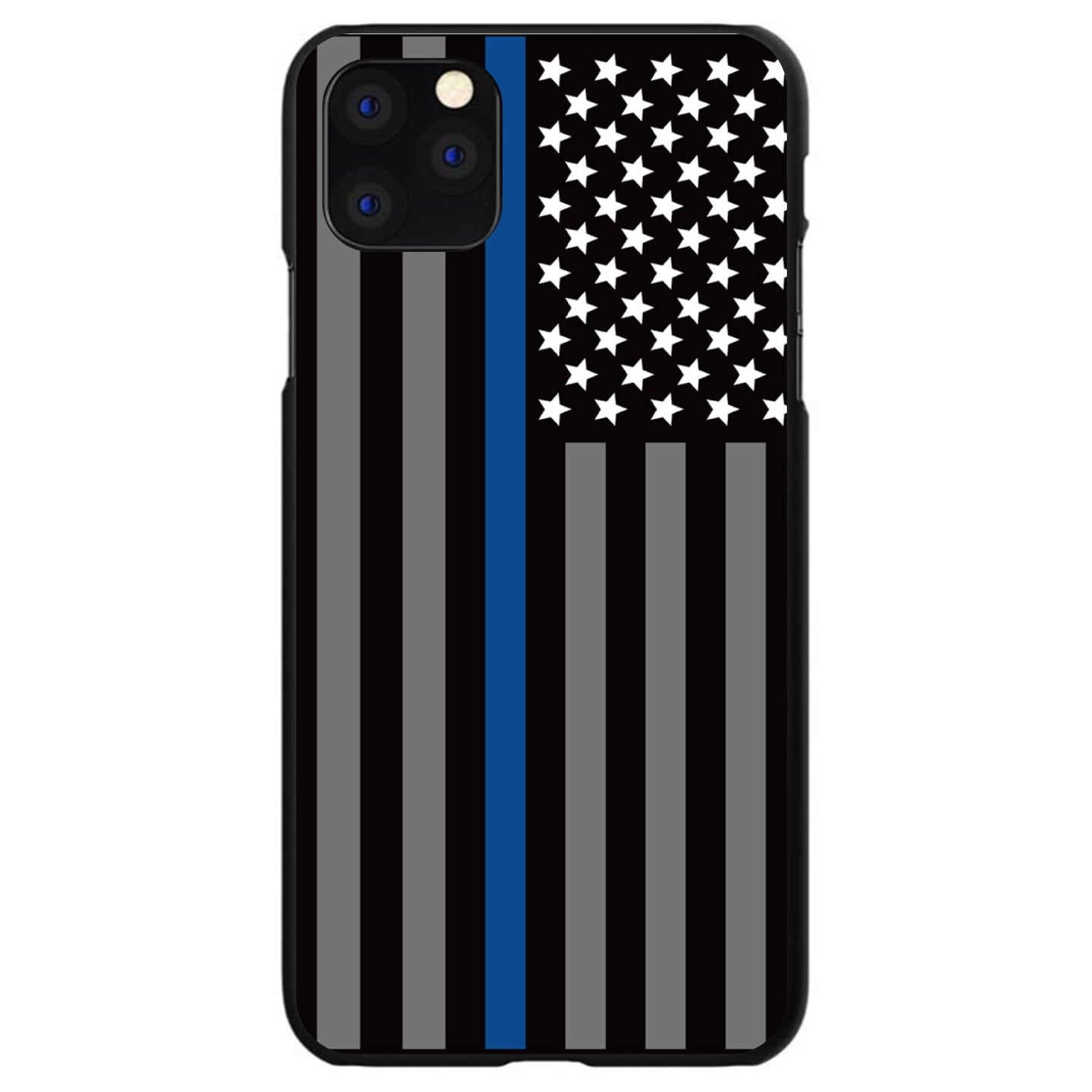 DistinctInk® Hard Plastic Snap-On Case for Apple iPhone or Samsung Galaxy - Thin Blue Line US Flag Law Enforcement