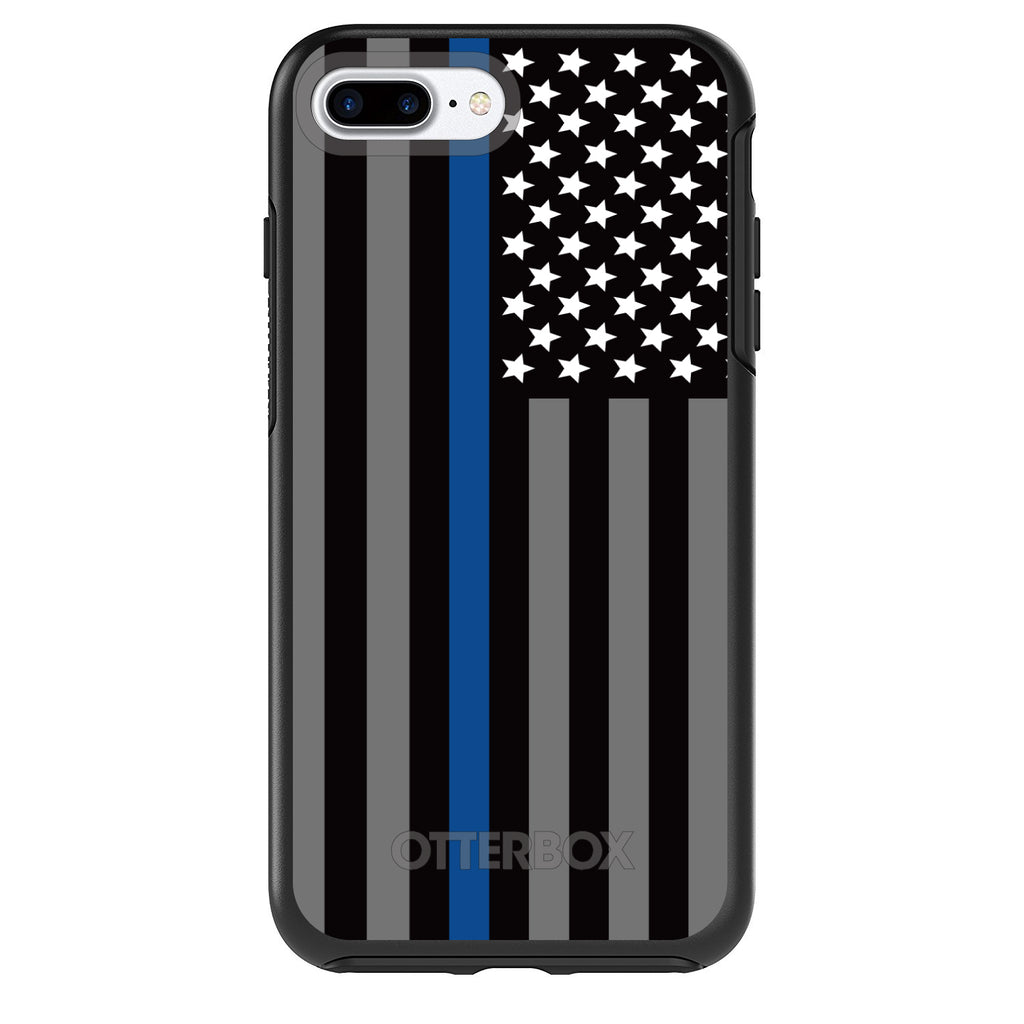 Thin Blue Line US Flag Law Enforcement OtterBox Symmetry Case for iPhone & Galaxy, view 2