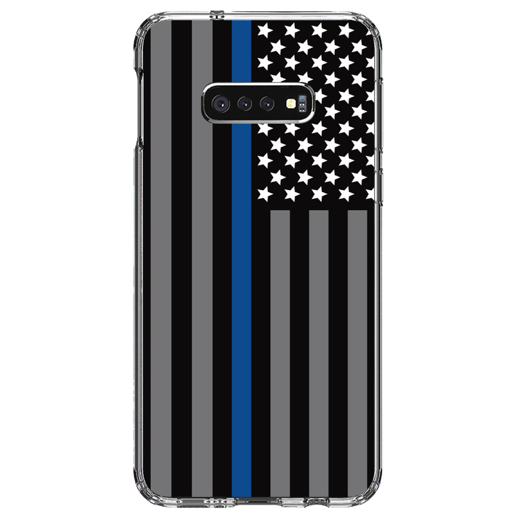 Thin Blue Line US Flag Law Enforcement Clear Shockproof iPhone Case, view 18