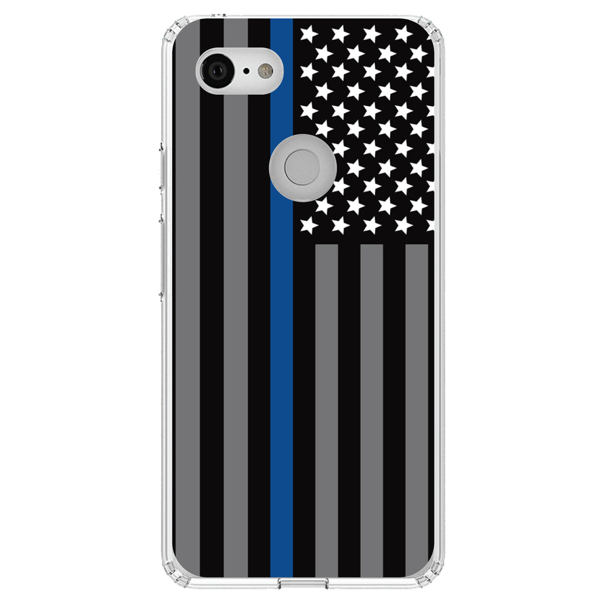 Thin Blue Line US Flag Law Enforcement Clear Shockproof iPhone Case, view 21