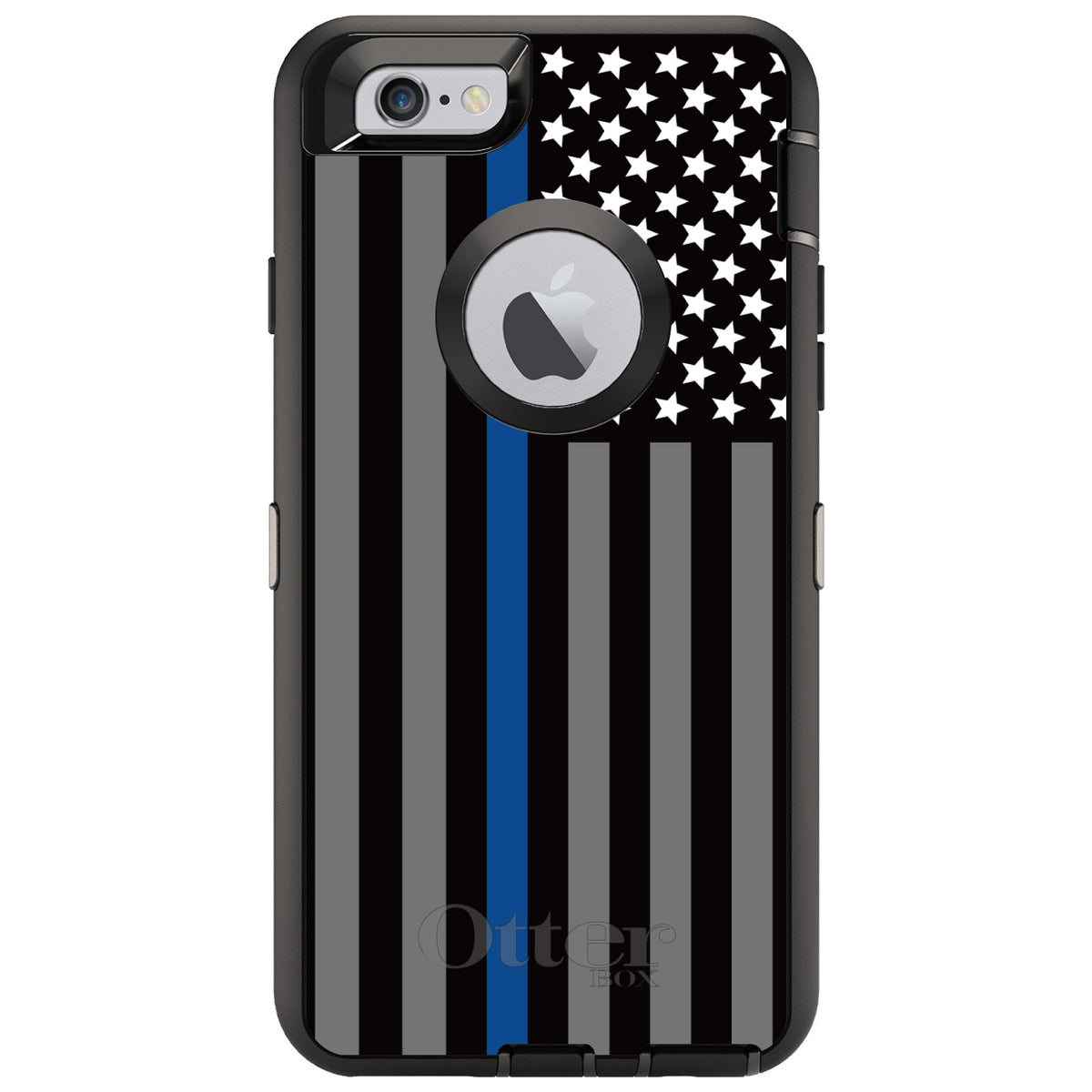 Thin Blue Line US Flag Law Enforcement OtterBox Defender Case for iPhone & Galaxy, view 4