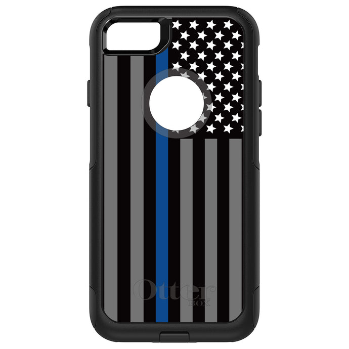 DistinctInk™ OtterBox Commuter Series Case for Apple iPhone or Samsung Galaxy - Thin Blue Line US Flag Law Enforcement