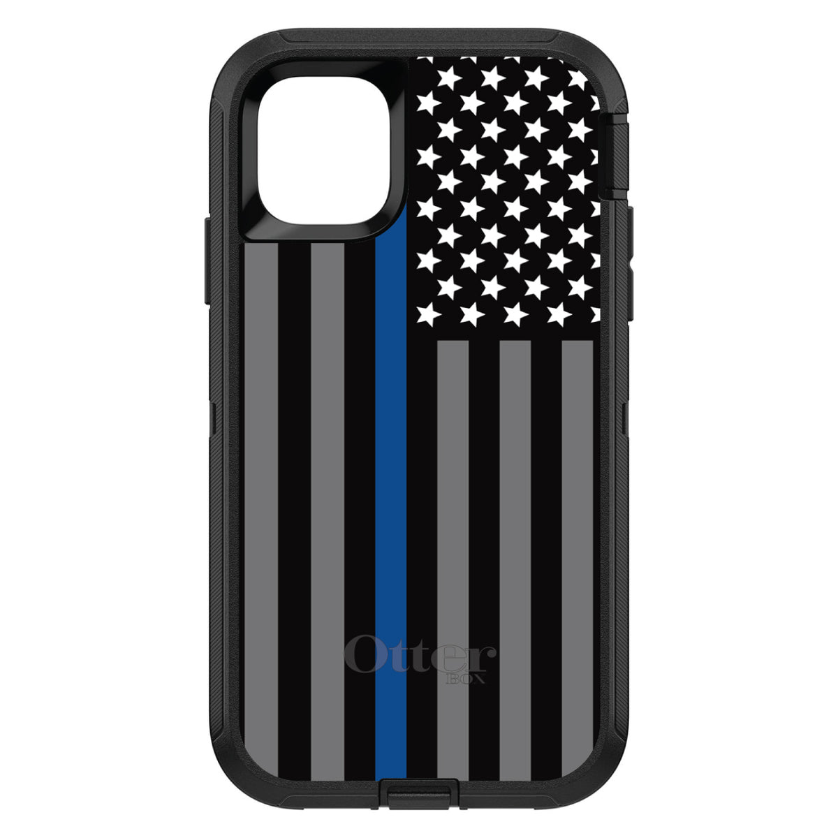 Thin Blue Line US Flag Law Enforcement OtterBox Defender Case for iPhone & Galaxy, view 2