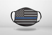 Thin Blue Line US Flag Law Enforcement - 3-Ply Reusable Soft Face Mask Covering, Unisex, Cotton Inner Layer