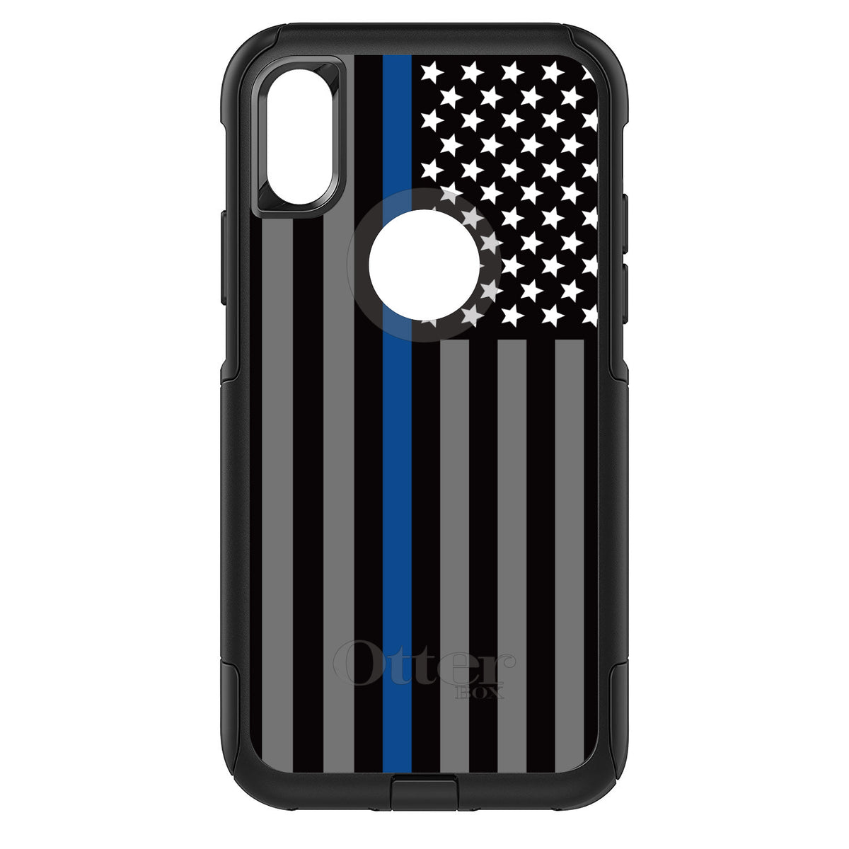 Thin Blue Line US Flag Law Enforcement OtterBox Commuter Case for iPhone & Galaxy, view 3