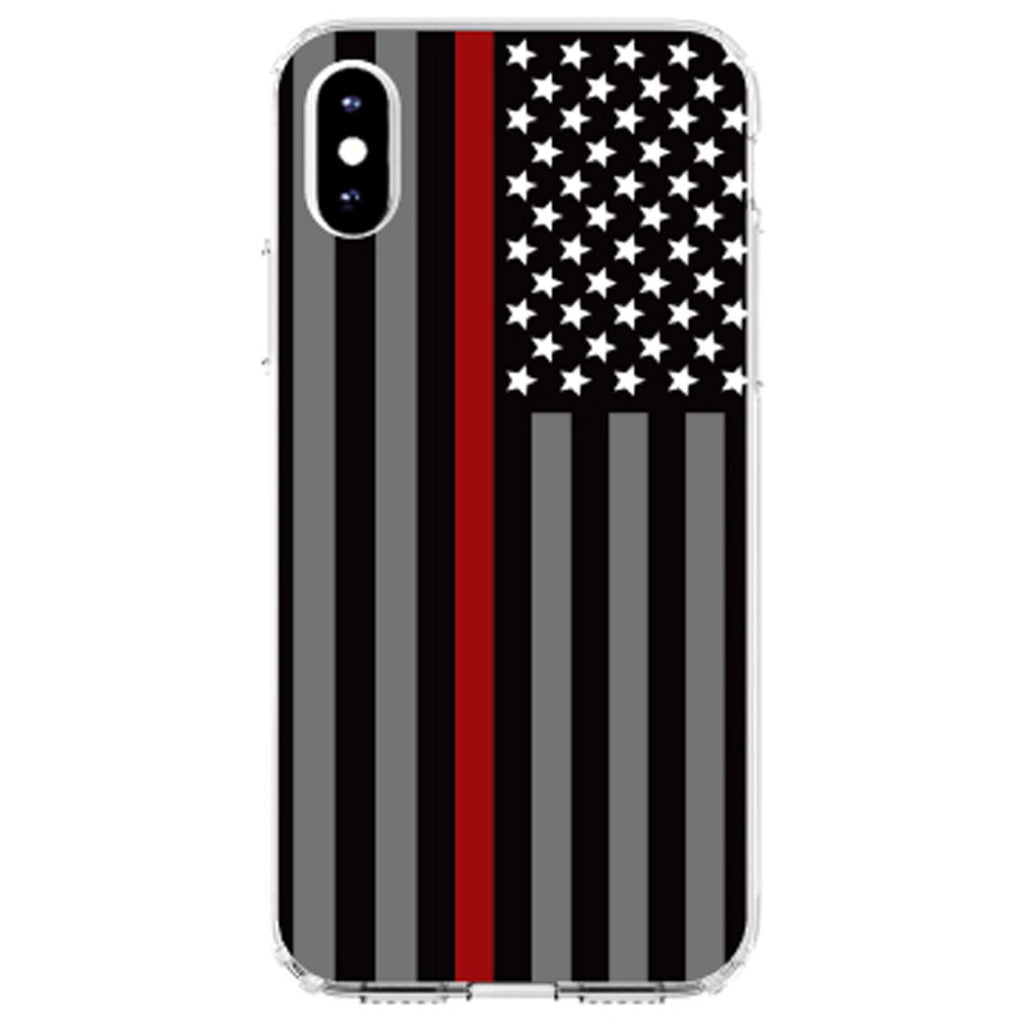 Thin Red Line US Flag Fire Rescue Clear Shockproof iPhone Case, view 4