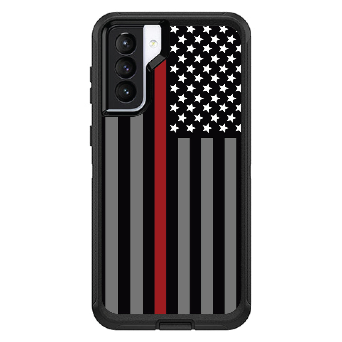 Thin Red Line US Flag Fire Rescue OtterBox Defender Case for iPhone & Galaxy, view 6