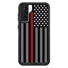 DistinctInk™ OtterBox Defender Series Case for Apple iPhone / Samsung Galaxy / Google Pixel - Thin Red Line US Flag Fire Rescue