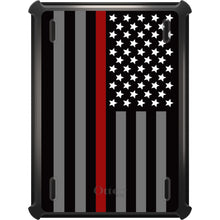 DistinctInk™ OtterBox Defender Series Case for Apple iPad / iPad Pro / iPad Air / iPad Mini - Thin Red Line US Flag Fire Rescue